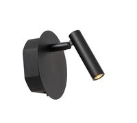 Applique murale intérieur LED rotative rechargeable Jolijn métal noir IP20 145lm 2W Ø.10,2 cm Lucide