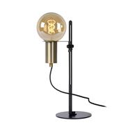 Lucide MALCOLM - Lampe à poser E27 (Max 60W, Noir avec laiton, bras flexible)
