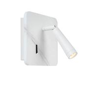 LUCIDE OREGON - Lampe de chevet/Applique mural - LED - 1x4W 3000K - Point de rechargement USB - Blanc