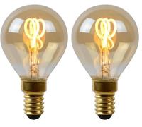 LUCIDE P45 - Ampoule filament - Ø 4,5 cm - LED Dim. - E14-1x3W 2200K - Ambre (Lot de 2)