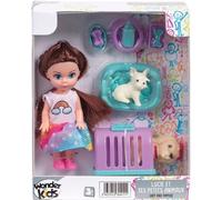 WDK PARTNER Lucie poupée 12 cm avec animaux et accessoires - 4 modèles, jouet enfant 3+