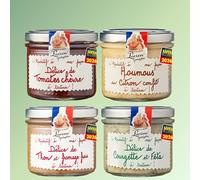Lucien Georgelin - Lot de 4 Tartinables Apéritif - Houmous au Citron, Courgette-Feta, Tomate-Chèvre, Thon Fromage Frais - Reconnus Saveurs de l'Année 2026-4x100g