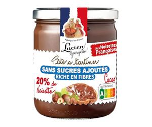 Lucien Georgelin Pâte à Tartiner 20% Noisette Chocolat Sans Sucres Ajoutés Nutriscore A le Bocal de 400g