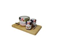 Lucien Georgelin Planche FOIE GRAS DE CANARD 180g + CONFIT D’OIGNONS AU JUS DE TRUFFE 47g + PRÉPARATION DE FIGUES BLANCHES ET POMMES 47g (2 planches)