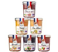 Lucien Georgelin Préparation de fruits Sans Sucre Ajoutés Panaché (Abricot, Cerise noire, Fraise, Orange, Poire, Pêche de vigne) Lots de 6 pots de 320g