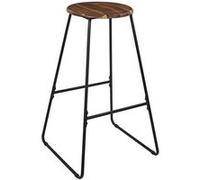 AltoBuy Lucien - Tabouret de Bar en métal Filaire Noir et Assise en Acacia