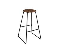 AltoBuy Lucien - Tabouret de Bar en métal Filaire Noir et Assise en Acacia