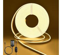 Lucienstar Bande lumineuse néon à LED - Bande lumineuse néon 12 V 5 m à intensité variable, bande lumineuse flexible en silicone DIY pour décoration intérieure et extérieure de cuisine (alimentation