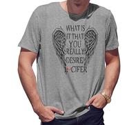 Lucifer Morningstar What is It That You Really Desire T-Shirt Gris pour Homme Size L