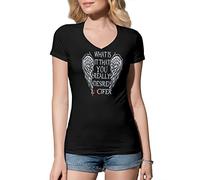 Lucifer Morningstar What is It That You Truly Really Desire Chemise Femme Col V Noir Size S
