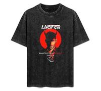Lucifer What's Your Desire Tom Ellis Satan Unisex T-Shirt Black Mens Top Tee L