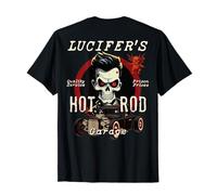 Lucifer's Hot Rod Garage Biker Rockabilly Skull Rétro T-Shirt