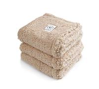 luciphia 3 Pièces Couverture en Peluche Ultra-Souple Tapis Lit Mat pour Chiens, Chat, Lapins et Autres Animaux Beige S(45 x 75 cm)