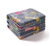 luciphia Couverture en Peluche Ultra-Souple pour Chien/Chat 3 Pièces Patte Os Grise Large (104 * 76cm)