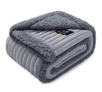 Luciphia Couverture imperméable lavable pour chien, chat et chiot, douillette en polaire Sherpa moelleuse, pour lit ou canapé, gris (145 x