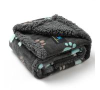 luciphia Couverture Imperméable pour Chat Chien Couche Double Anti-Pipi Anti-Liquide Couvertures de Animaux Impression de Patte Gris Foncé M (100 * 145cm)