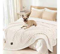 luciphia Couverture Imperméable pour Chien,Lavable en Machine,Adaptée Aux Chats et Aux Chiens,Couverture en Polaire Sherpa Douce et Moelleuse Qui Protège Les Lits et Les Canapés,Beige 145 * 216cm