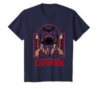 Lucipurr Cat Conjuring Sarcastic Retro Funny Adult Humor T-Shirt, Enfant, Bleu Marine, 4 Ans