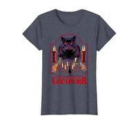 Lucipurr Cat Conjuring Sarcastic Retro Funny Adult Humor T-Shirt, Femme, Bleu Chiné, 3XL