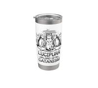 Lucipurr Chat Noir Magique Satanique Lucifer Occultism Gobelet isotherme en acier inoxydable double paroi