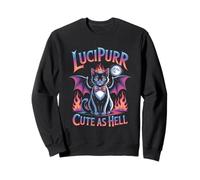 Lucipurr Cute As Hell Funny Pun Gothique Amoureux des Chats Typographie Sweatshirt