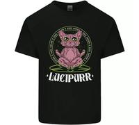 Lucipurr Demonic Hail Satan Cat Evil Mens Cotton T-Shirt Tee Top