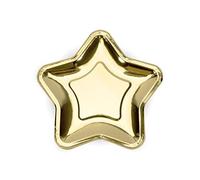 PartyDeco Assiettes en carton Étoile 23 cm Or brillant – 6 pièces