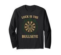 Luck is The Bullseye Funny Darts St Patrick's Day Trèfle Manche Longue