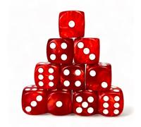 Luck Lab Lot de 10 dés D6 en acrylique pour RPG, MTG, DND, jeux de table et jeux de société (rouge perle)