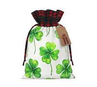 Luck Sacs à cordon avec cordon de serrage, motif trèfle à quatre feuilles, pochettes réutilisables pour emballage et rangement Taille M