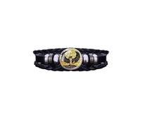 Luck Trader Bracelet égyptien antique, cuir synthétique tressé noir, taille réglable, motif ailes d'Isis dorées, bracelet tendance pour homme avec breloque scarabée, sac cadeau inclus