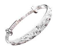 Luck Trader Bracelet jonc réglable en argent sterling avec étoile taillée en diamant, cadeau pour maman pour la fête des mères, un anniversaire, Noël