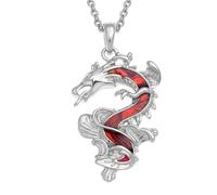 Luck Trader Collier avec pendentif dragon chinois en coquillage de paua véritable ormeau