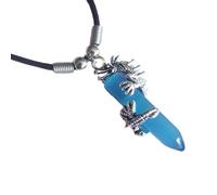 Luck Trader Collier avec pendentif en verre œil de chat bleu dragon chinois porte-bonheur mythique