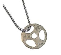 Luck Trader Collier avec pendentif plaque de poids, design haltère, disponible en or, argent, chrome noir, bijoux de fitness pour haltérophiles, taille unique, Acier inoxydable, Pas de gemme