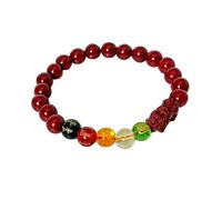 Luck Trader Collier Pendentif Cinabre Feng Shui Naturel Rouge Dragon Sculpté Cordon Noir 50cm Homme