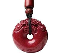 Luck Trader Collier traditionnel Feng Shui avec pendentif donut cinabre rouge