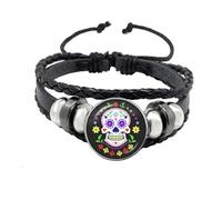 Luck Trader Day of the Dead Sugar Skull Bracelet Halloween Steampunk Punk Homme, Cuir