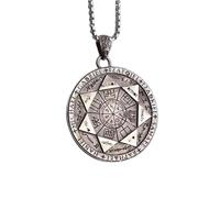 Luck Trader The Archangels' Seal Collier avec pendentif amulette pour homme Médaillon 4,5 cm Chaîne 60 cm Argent antique