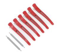 LUCKDANO 6pcs Clips de Cheveux pour Sectionner des Pinces à Cheveux de Canard Non Glisser pour la Coupe de Cheveux avec une Poignée en Silicone (rouge)