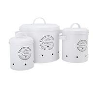 LUCKDANO Bac de Pomme de Terre, Porte-Oignon Boîte de Pomme de Terre Rangement Oignon de de Poubelle 3pcs en Acier en Carbone de de Rangement Oignon Bac d' pour Comptoir (White)