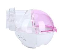 LUCKDANO Ball Hamster, 16 * 12 * 12cm, Diamètre 5,5 Cm Hamster Sand Bath Container House avec Couverture Translucide Blanche Plateau Amovible à Amovible Modèle D'interface Externe pour (Rose)