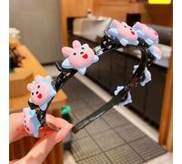 LUCKDANO Bandeau pour Filles, Joli Bandeau de Couleur Vive à Motif Unique, 8 Petits Clips Double Couche, avec Dent Antidérapante pour L'école et les Voyages en Plein Air (2#lapin)