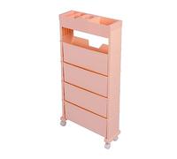 LUCKDANO Bibs à Bibliothèque, Carton de Fichier Roulant Chariot de Livre Mobile étagères de Livres de Stockage Mobile Bibliothèque 5 Niveaux Chariot d'utilité pour étude à Domicile de Salon de (Rose)