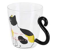 LUCKDANO Cat Mug Mesney Cat Cup Tasse Transparente Résistante à la Chaleur Réutilisable pour Enfants - Design Mignon de Chat Noir, capacité de 300 Ml, Parfaite pour la Décoration de la Maison (En