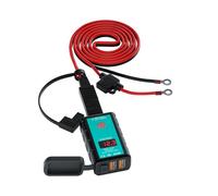 LUCKDANO Chargeur USB pour Moto - Double USB Quick Charge 3.0 avec Voltmètre - Câble d'extension OT de 1,4 M pour Voitures, Motos, SUV et Bateaux DC 12-24 V