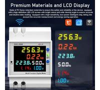 LUCKDANO Compteur d'électricité Intelligent WiFi Home - D52-2066 Compteur de Facteur de Puissance Multifonction sur Rail DIN avec écran LCD et Mémoire de Panne de Courant - en Temps Réel pour la