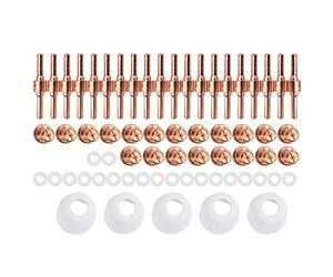 LUCKDANO Consommables pour Découpeur Plasma 65 Pièces Ensemble de Consommables de Découpe Plasma PT-31 pour Accessoires de Machine de Découpe CUT-40, Comprend des électrodes et des Buses pour des