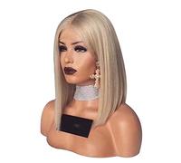 LUCKDANO Coupe de Cheveux Bob pour Femmes et Dames - Perruque Blonde Courte et Lisse - Fibre Synthétique Résistante à la Chaleur - Convient pour les Fêtes, Halloween et au Quotidien