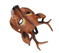 LUCKDANO Deer Mask Masque de Cerf Masque de Cerf Animal pour Fête de Carnaval de Noël Couvre-chef en Mousse PU, Accessoire de Décoration Léger et Confortable (BROWN)
